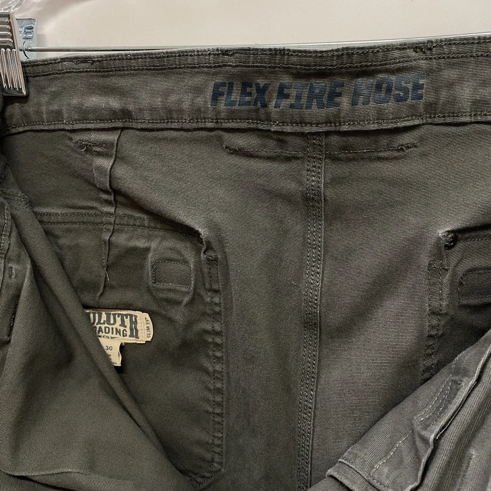 Duluth Trading Co. Flex Fire Hose Mens 40x29 Gray Slim Fit Cargo Carpenter Pants